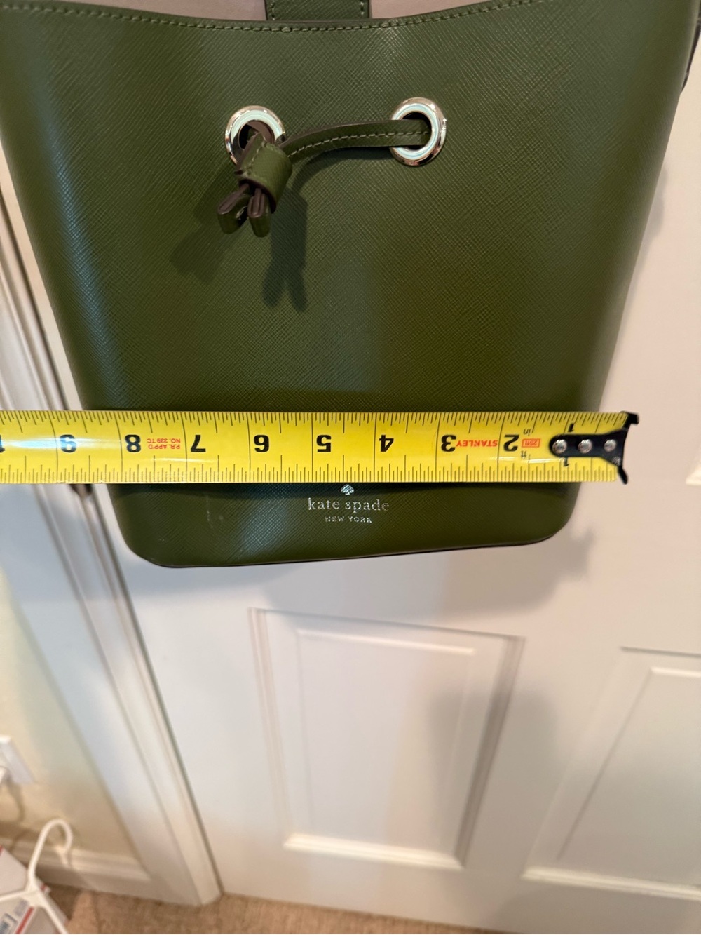 kate spade Olive Green Leather Crossbody Bucket Bag with Gold Hardware